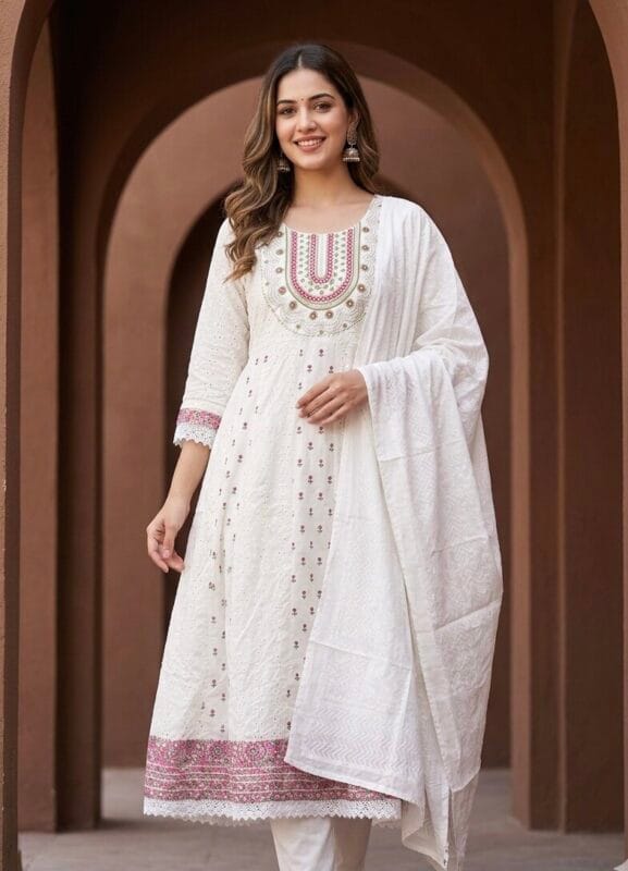 Premium Cotton Embroidered Anarkali Kurti Sri Lanka
