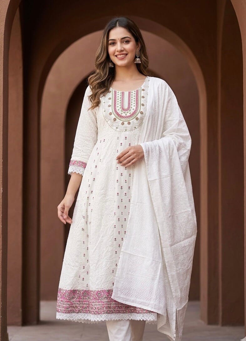 Premium Cotton Embroidered Anarkali Kurti Sri Lanka