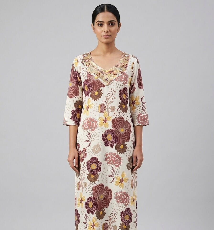 Classic Floral Printed Daily Wear Kurti Sri Lanka