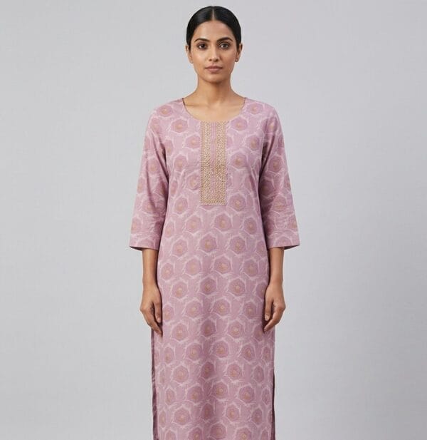 Onion Pink Heritage Everyday Elegant Kurti Sri Lanka
