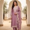 Lavender Embroidered Suit With Organza Duppatta Sri Lanka