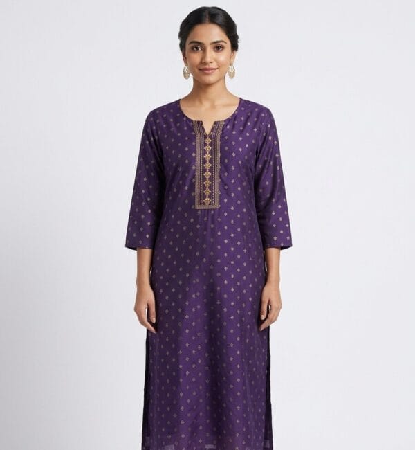 Royal Purple Gold Drop Elegant Kurti Sri Lanka