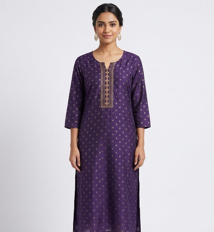 Royal Purple Gold Drop Elegant Kurti Sri Lanka