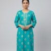 Elegant Aqua Embroidered Casual Kurti Sri Lanka