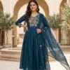 Navy Blue Chanderi Silk Suit Sri Lanka