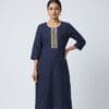 Navy Blue Neckline Teardrop Grace Printed Kurti Sri Lanka