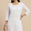 Plain White Embroidered Sequins Work Kurti Sri Lanka