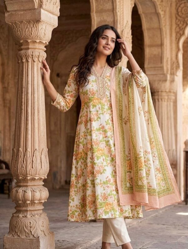 Pastel Glow Mul Cotton Floral Kurti Sri Lanka