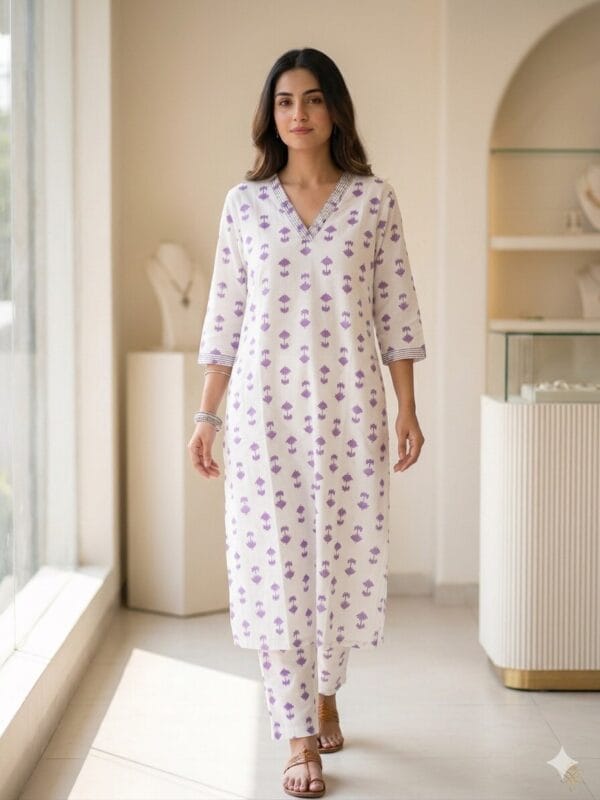 Purple And White Charm Co-Ord set Sri Lanka