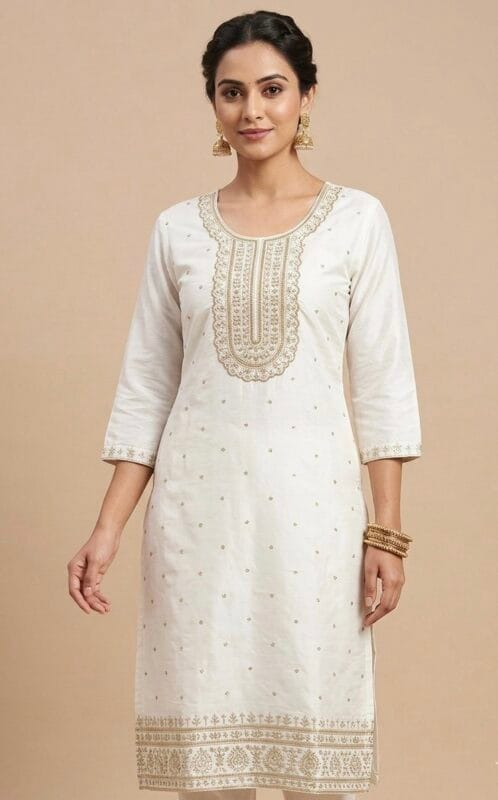 Gold Graceful Embroidery Kurti Sri Lanka