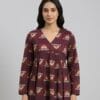 Maroon Elegant V neck Short Kurti Sri Lanka