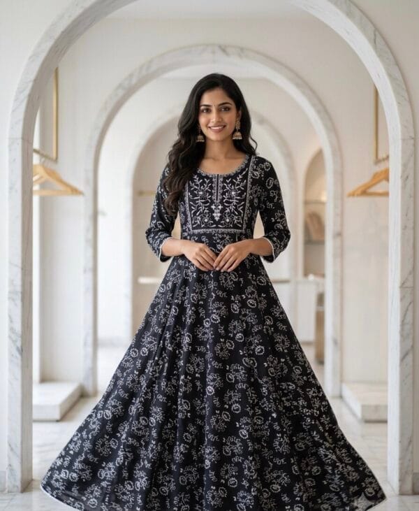 Classic Print Cotton Anarkali Sri Lanka