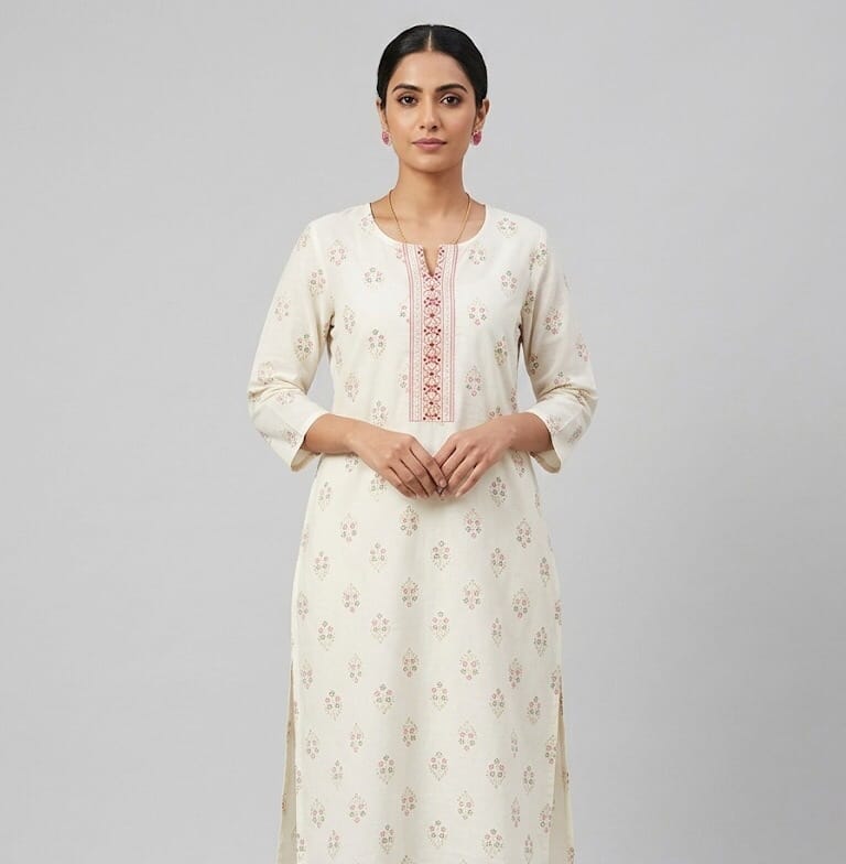 White Gold Drop Elegant Kurti Sri Lanka
