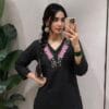 V Neck Neckline Embroidered Short Kurti Sri Lanka