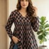 Black Hand Block Alia Cut Kurti Sri Lanka