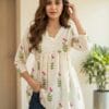 Off White Floral Alia Cut Short Kurti Sri Lanka