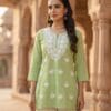 Mint Green Neckline Embroidered Short Kurti Sri Lanka