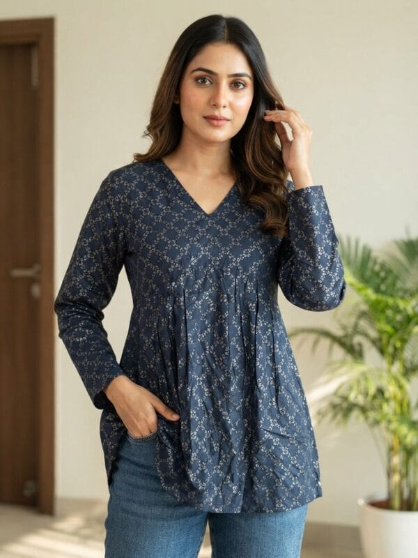 Gold Print Casual Alia Cut Kurti Sri Lanka