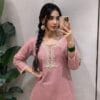 Baby Pink Neckline Embroidered Short Kurti Sri Lanka