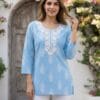 Sky Blue Neckline Embroidered Short Kurti Sri Lanka
