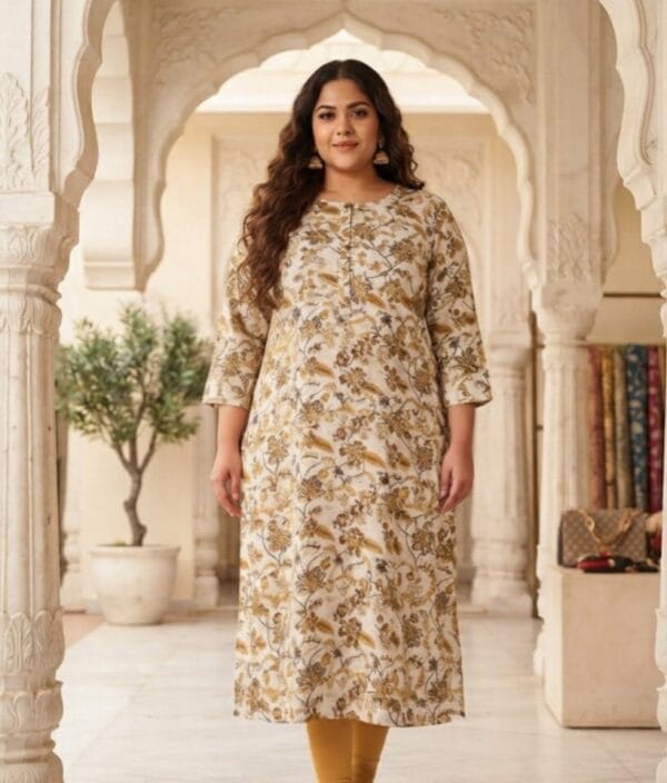 Floral Round Neck Plus Size Kurti Sri Lanka