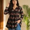 Black V-Neck Alia Cut Kurti Sri Lanka
