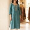 Teal Grace Embroidered Kurti Sri Lanka