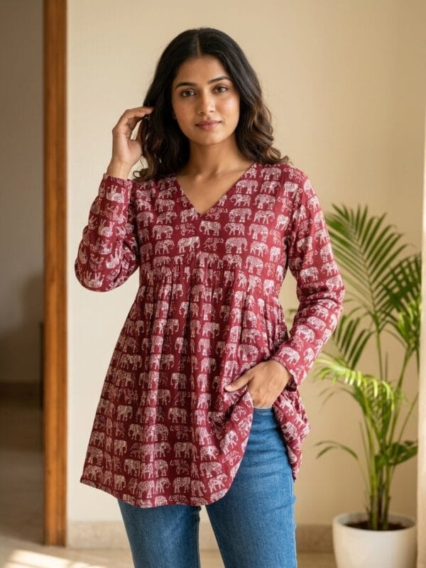 Grace Majestic Print Alia Cut Short Kurti Sri Lanka