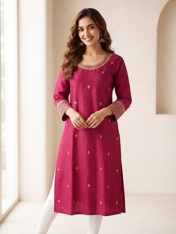 Elegant Neckline Embroidered Kurti Sri Lanka