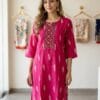 Charm Dark Pink Neckline Embroidered Kurti Sri Lanka