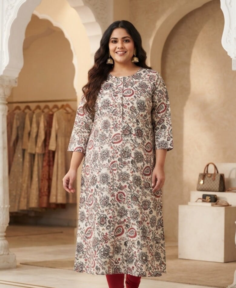 White Elegance Plus Size Kurti Sri Lanka