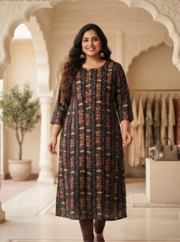 Round Neck Plus Size Daily Wear Kurti Sri Lanka