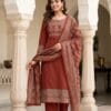 Rust Orange Printed Mul Cotton Set Sri Lanka