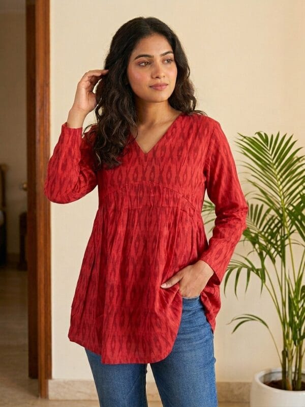 Red Elegant Alia Cut Short Kurti Sri Lanka