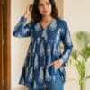 Blue Printed Casual Short Kurti Sri Lanka