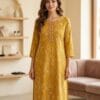 Mustard Muse Neckline Embroidered Kurti Sri Lanka