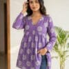 Purple Elegant Aliya Cut Short Kurti Sri Lanka
