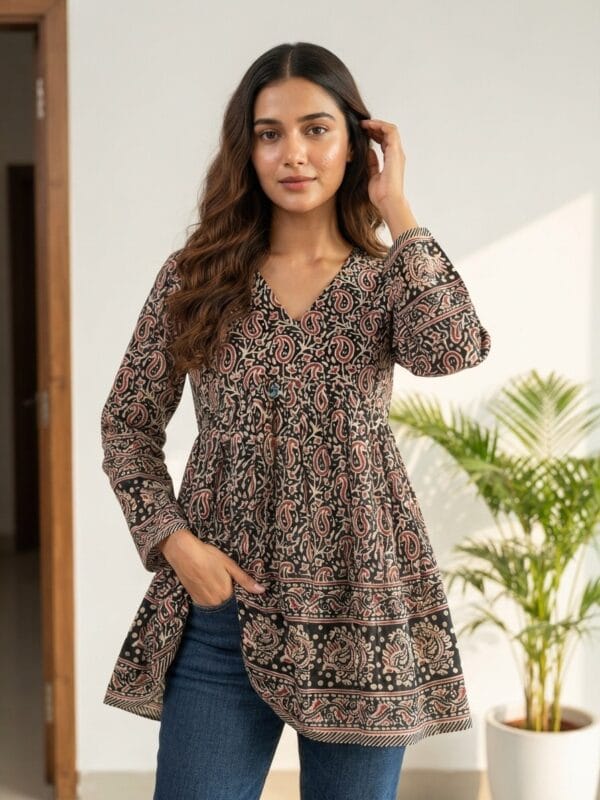 Block Print Aliya Cut Short Kurti Sri Lanka