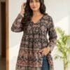 Black V-Neck Aaliya Cut Short Kurti Sri Lanka
