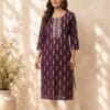 Purple Lines Print Cotton Casual Kurti Sri Lanka