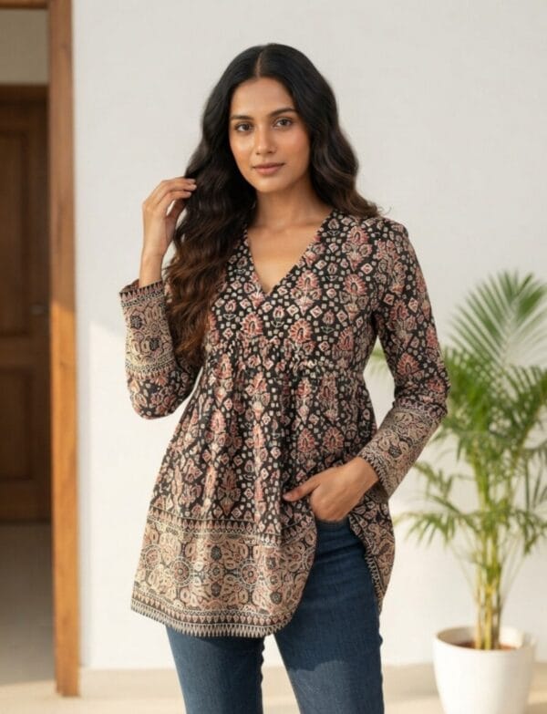 Block Printed Casual Short Kurti Sri Lanka