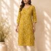 Mustard Yellow Block-Print Cotton Casual Wear Sri Lanka