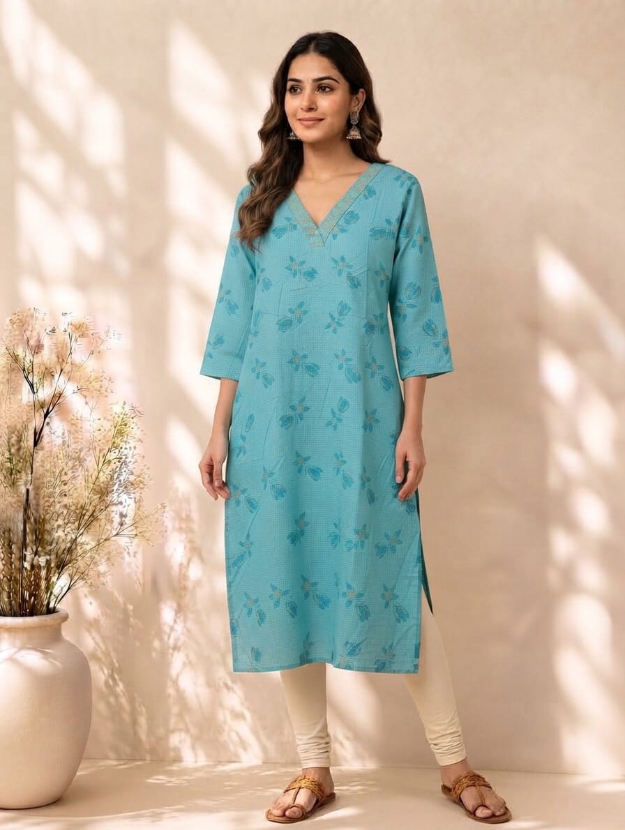 Neckline Embroidered Charm Casual Kurti Sri Lanka