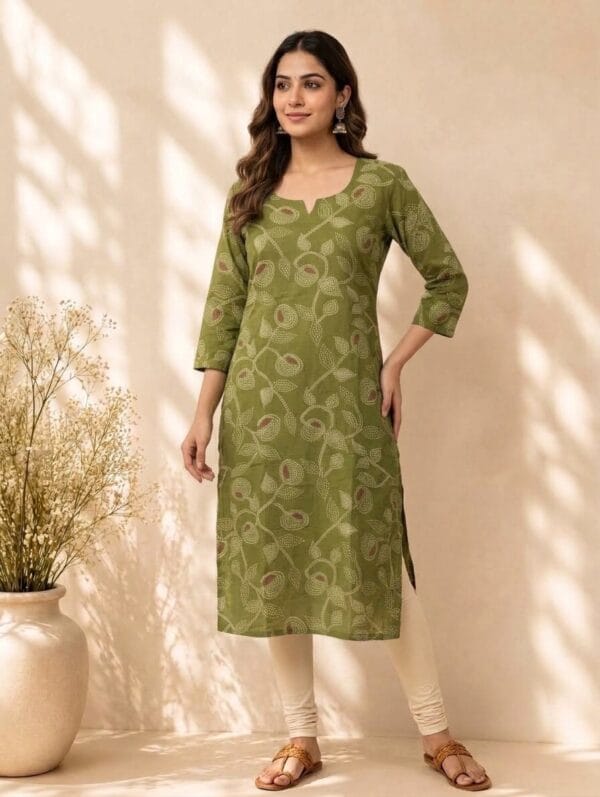 Green Dotted Print Casual Kurti Sri Lanka