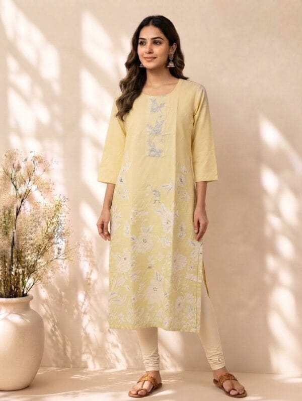 Charm Neckline Embroidered Casual Kurti Sri Lanka