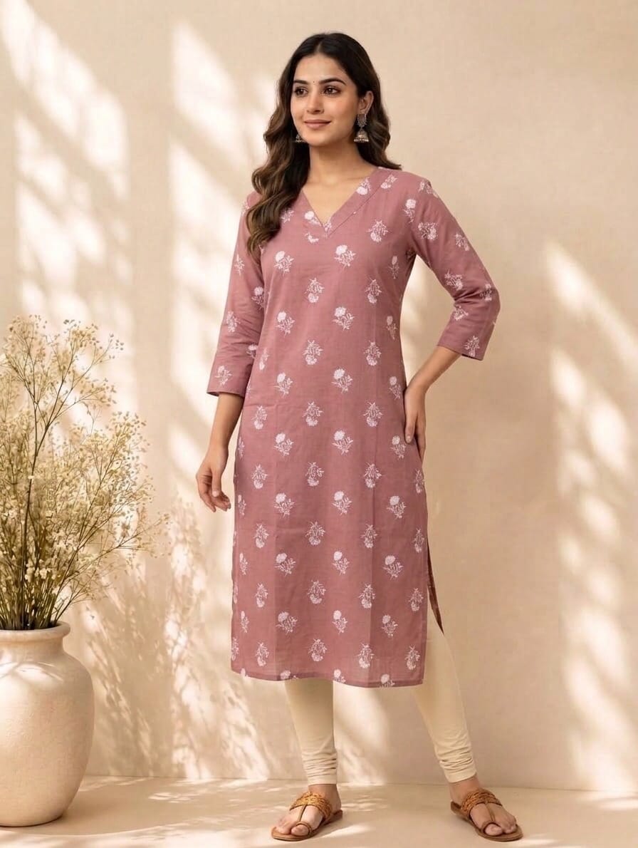 Charm Floral Print Cotton Casual Kurti Sri Lanka