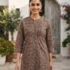 Brown Straight Cut Printed Short Kurti Sri Lanka