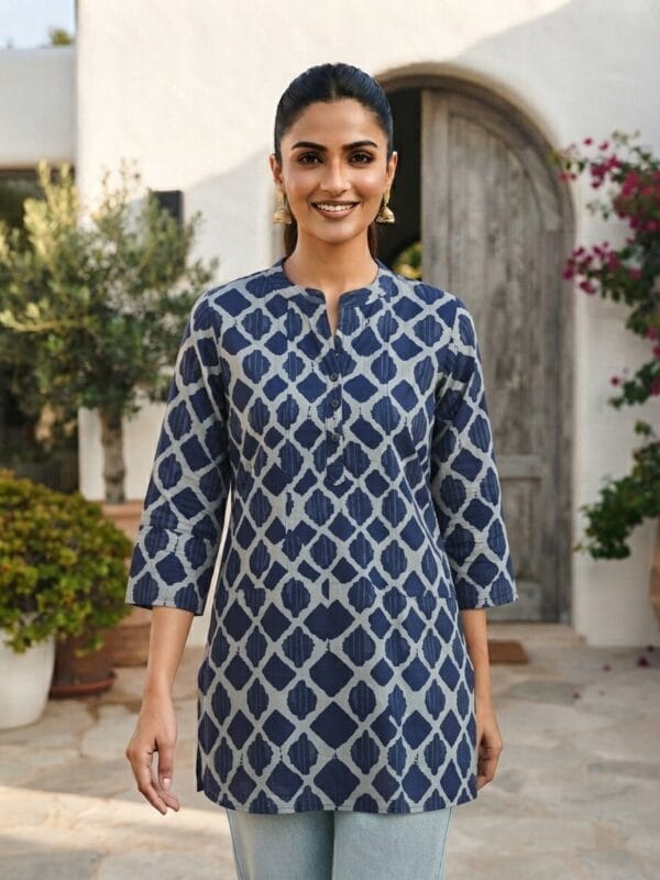 Block Print Cotton Short Kurti Sri Lanka