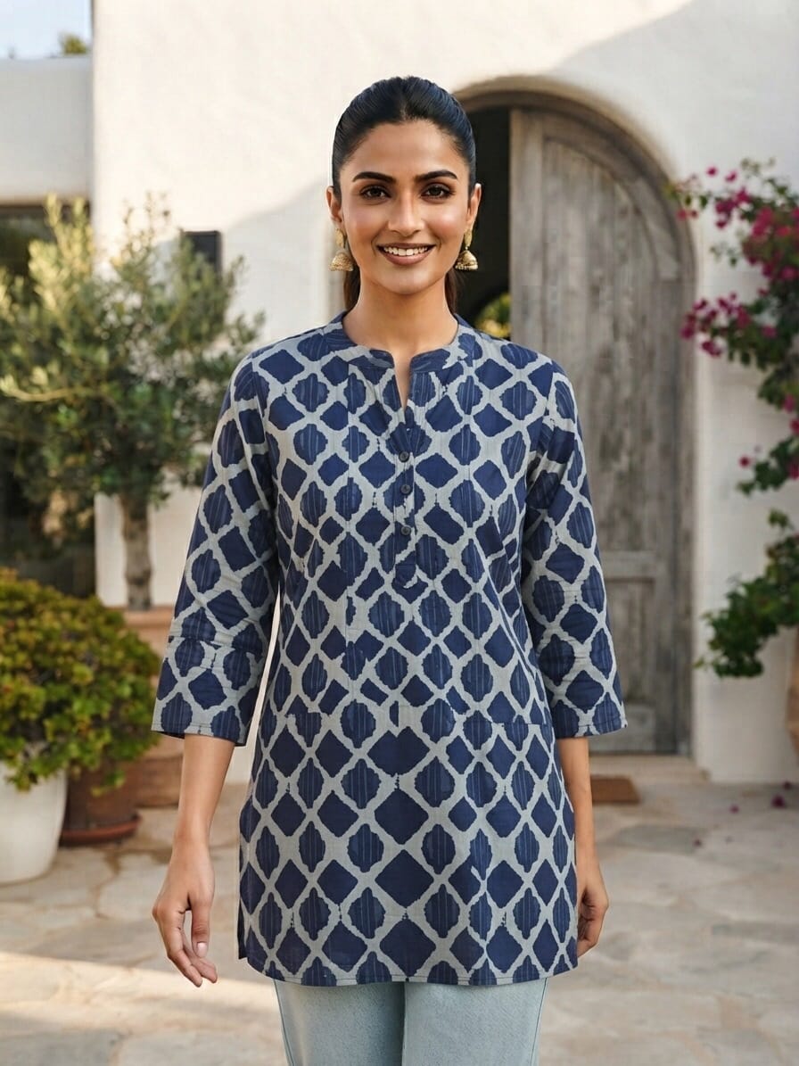 Block Print Cotton Short Kurti Sri Lanka
