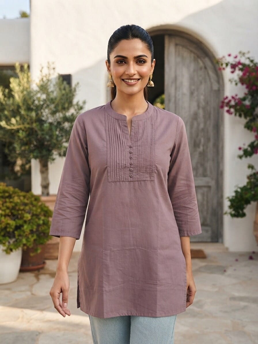 Onion Pink plain Straight Cut Short Kurti Sri Lanka